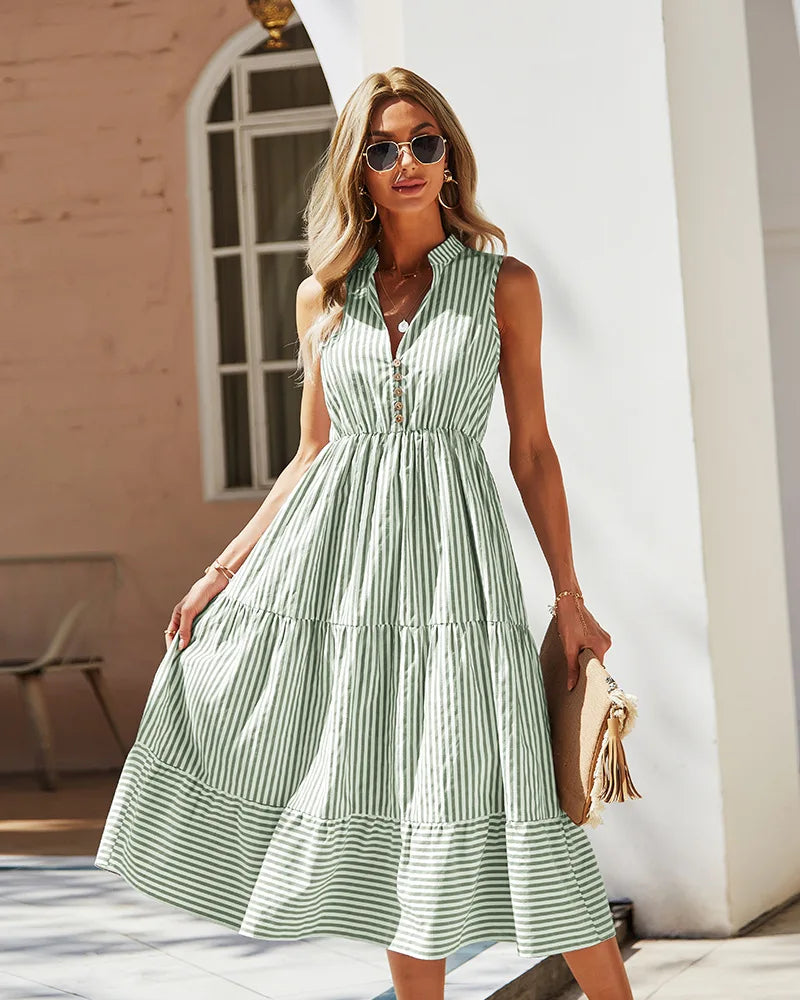 Summer Midi Dress with Stripes
