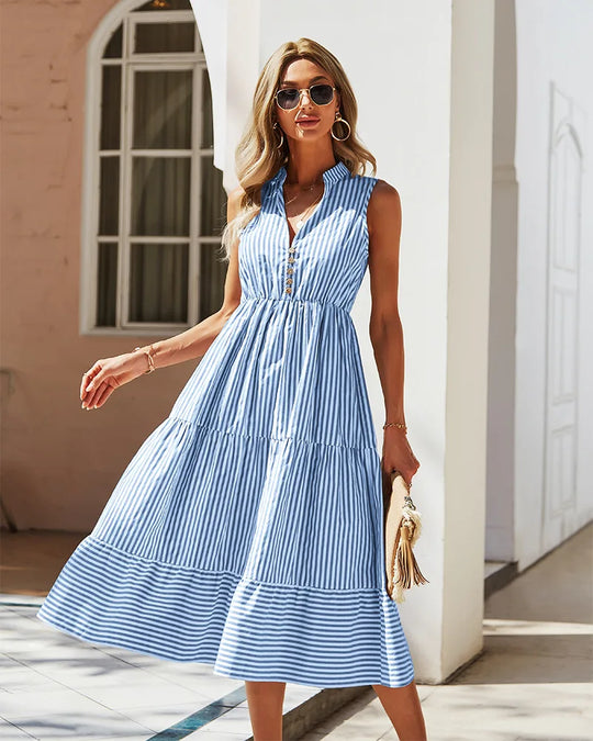 Summer Midi Dress with Stripes