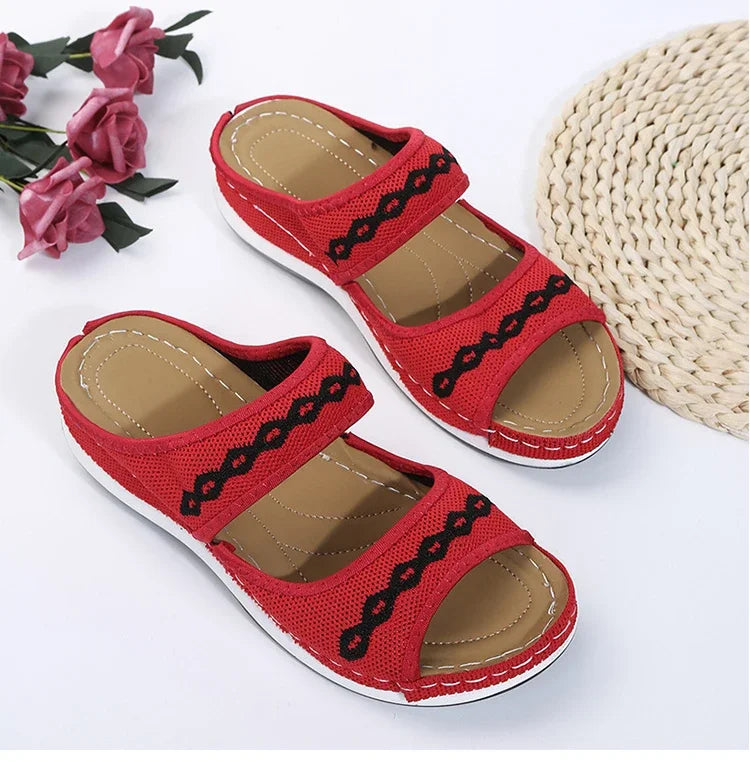 Women's Orthopedic Slip-on Sandals with Embroidery