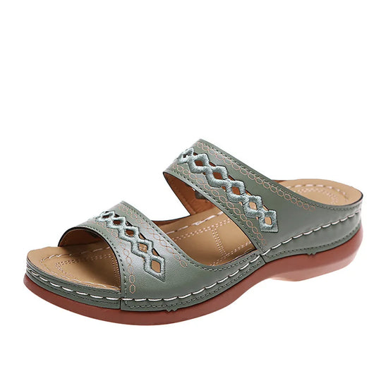 Dames Ortopedische Instap Sandalen met Borduursel