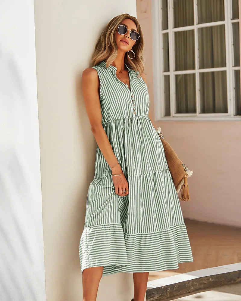 Summer Midi Dress with Stripes