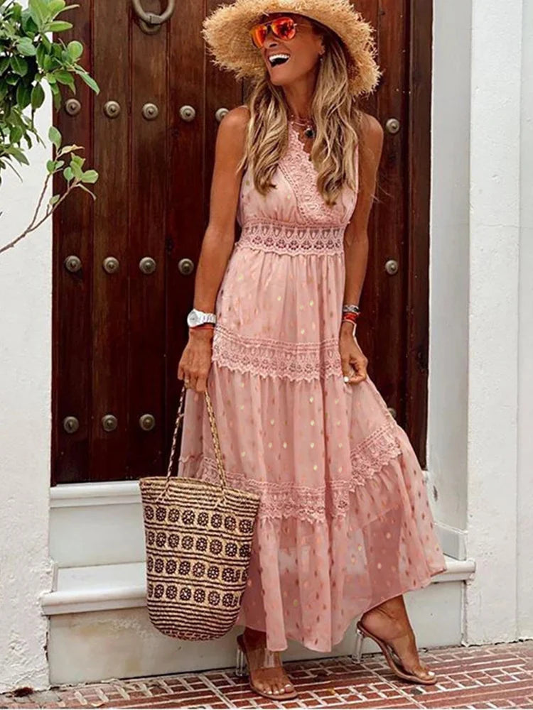 Summer Maxi Dress with Lace Details