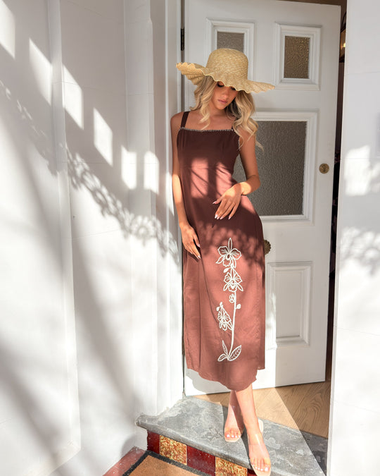 Women's | Maxi Dress | Square Neck | Semi-Wide Straps | A-Line Skirt | Sleeveless | Elegant