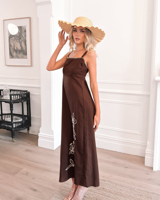 Women's | Maxi Dress | Square Neck | Semi-Wide Straps | A-Line Skirt | Sleeveless | Elegant