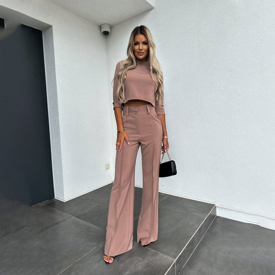 Alma | Matching Set | 2-Piece | Crop Top | Loose Pants | Fashionable | Comfortable