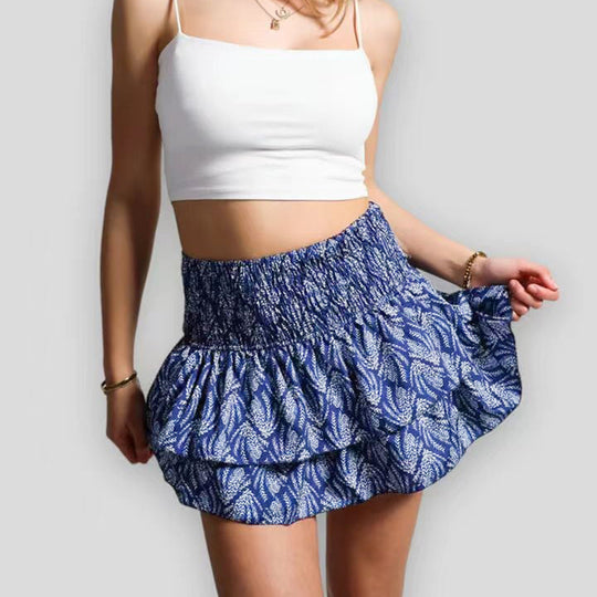 Women's Summer Skirt | Boho Print | Ruffles | Elastic Waistband
