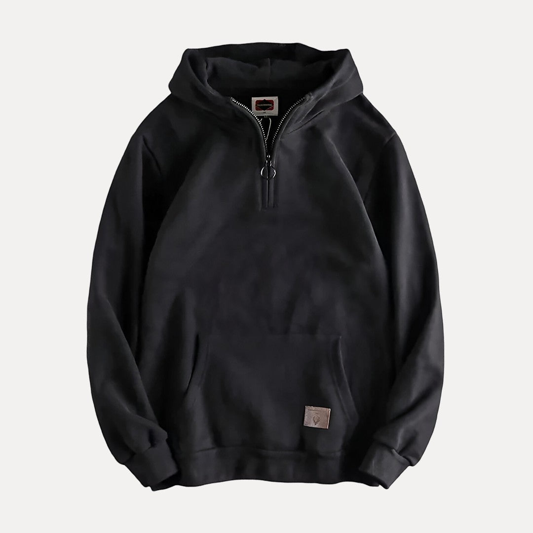 Men's Half-Zip Kangaroo Pocket Hoodie with Minimalist Design