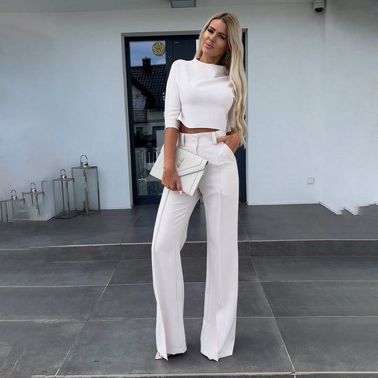 Alma | Matching Set | 2-Piece | Crop Top | Loose Pants | Fashionable | Comfortable