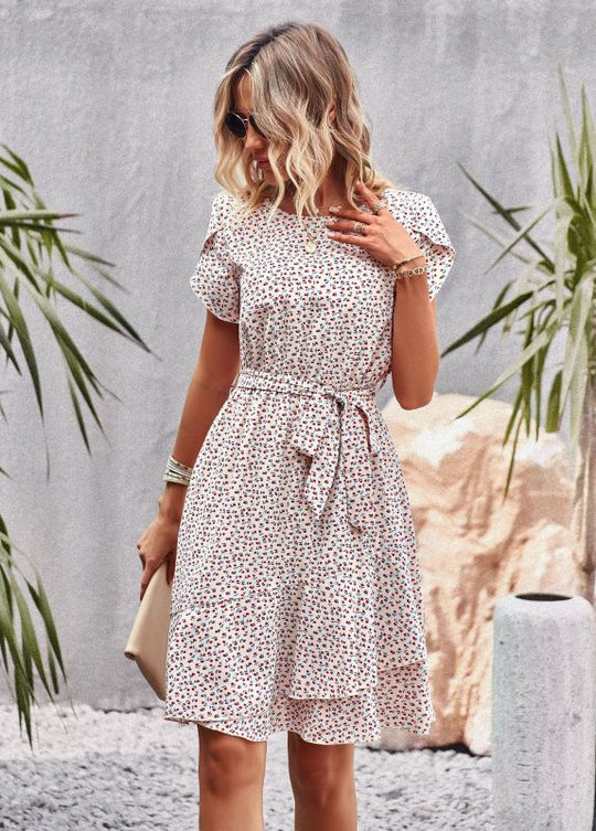 Elegant summer dress for women with waistband