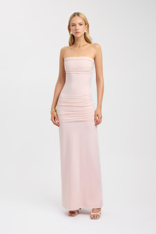 Women's Maxi Dress Strapless Ruffled Top Stylish Elegant Modern