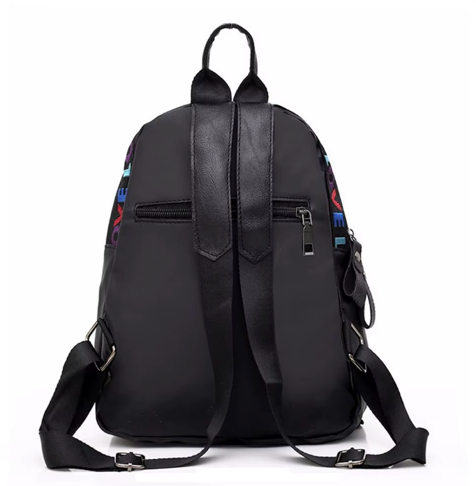 Small women's backpack with decorative LOVE strap