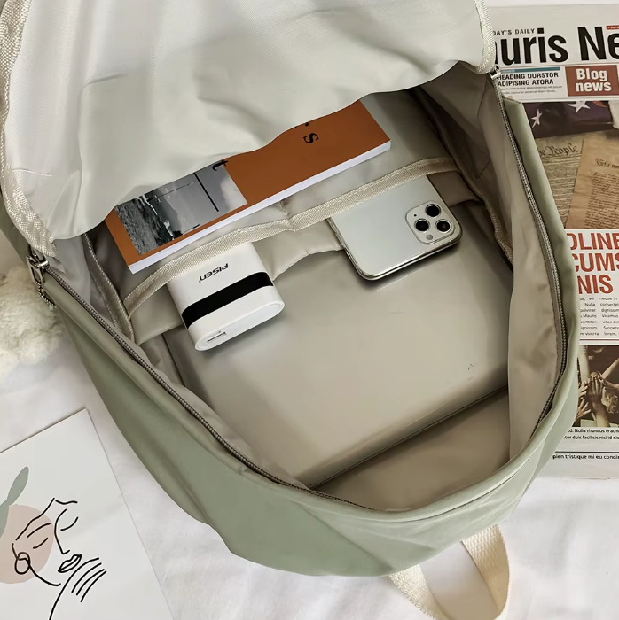 Spacious school backpack with floral application 