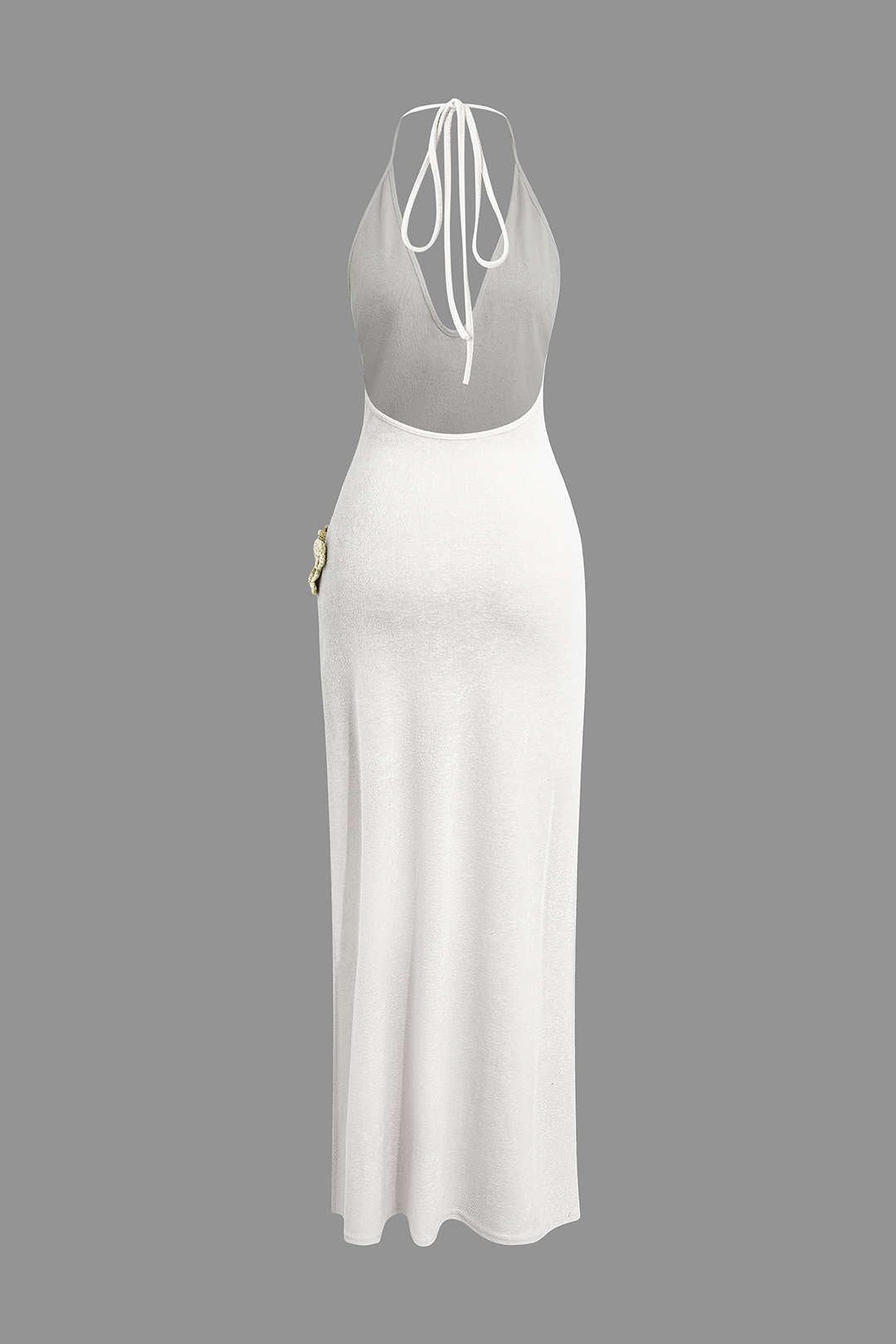 3D Bloem V-Hals Rugloos Split Maxi Jurk