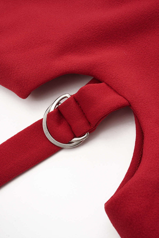 Cutout Zipper Sleeveless Midi Dress 