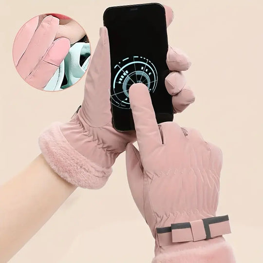 Winterhandschoenen met Strik en Touchscreenfunctie voor Dames | Ideaal voor Buitensporten