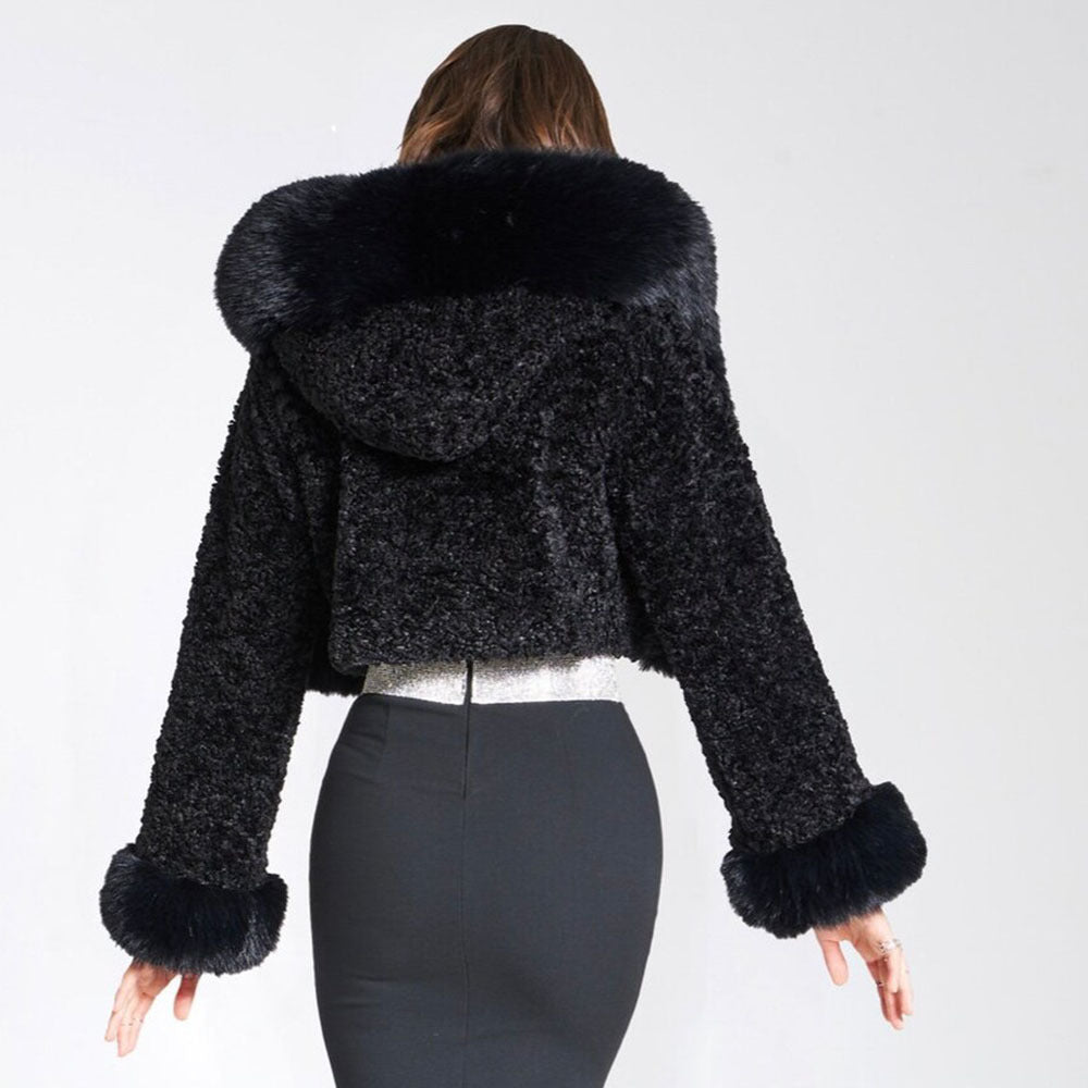 Women's Cropped Coat | Faux Fur | Hooded | Winter Warm