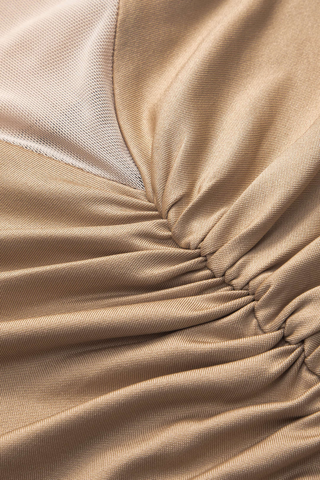 Gekruiste Mesh Doorzichtige V-Hals Lange Mouw Maxi Jurk