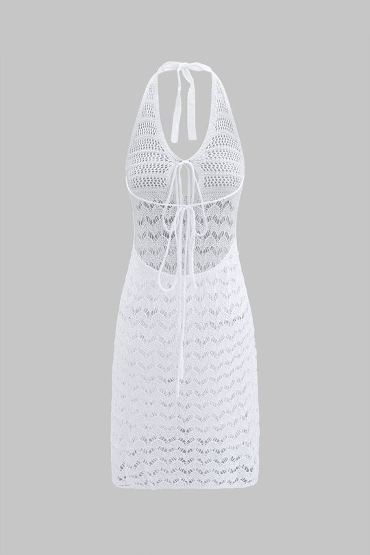 Tie-Up Slip Cut Out V-Neck Midi Dress