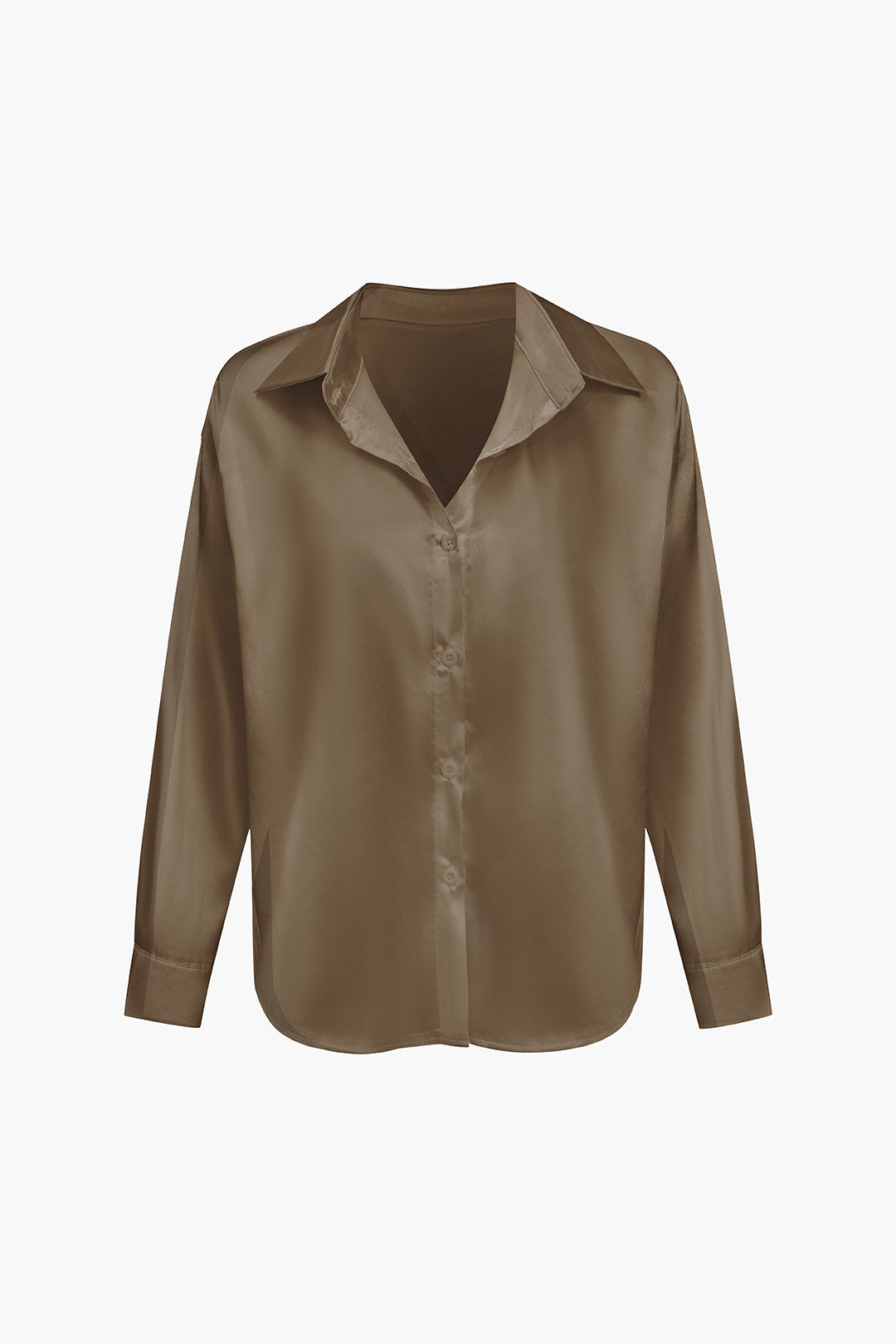 Lillian - Basis Effen Satijnen Dames Langsleeve Shirt
