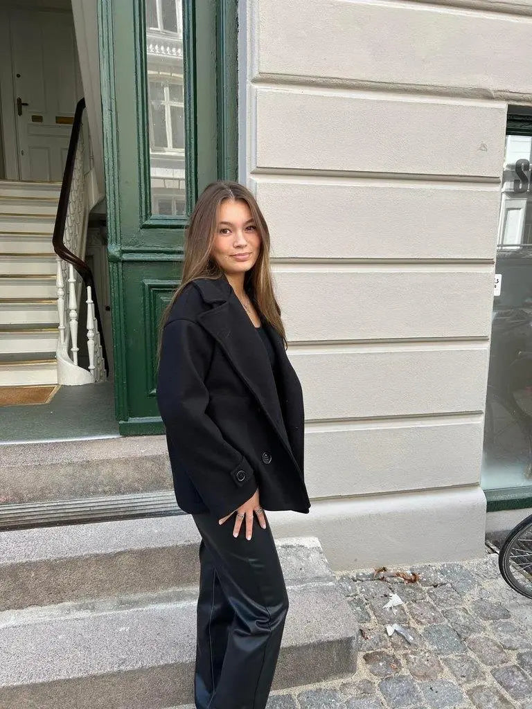 Alina - Elegante Dubbele Knoop Ontwerp Vrouwen Peacoat