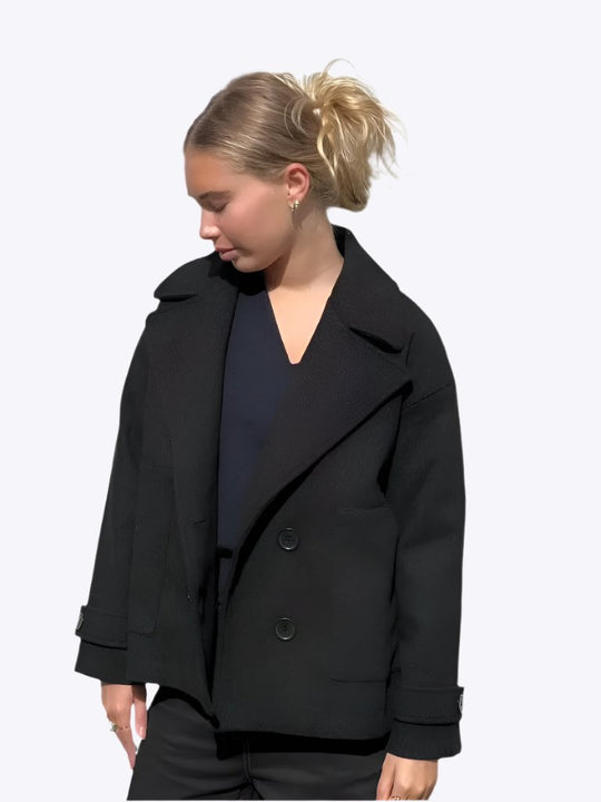 Alina - Elegante Dubbele Knoop Ontwerp Vrouwen Peacoat