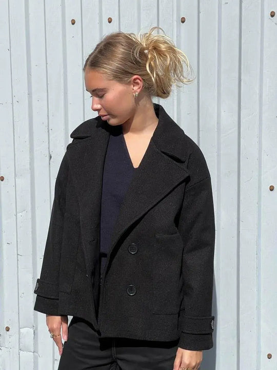 Alina - Elegante Dubbele Knoop Ontwerp Vrouwen Peacoat
