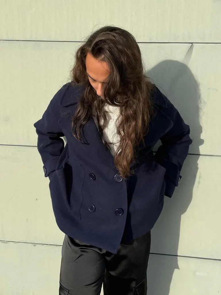 Alina - Elegante Dubbele Knoop Ontwerp Vrouwen Peacoat