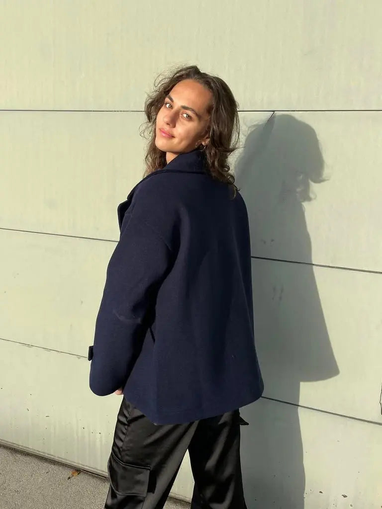 Alina - Elegante Dubbele Knoop Ontwerp Vrouwen Peacoat