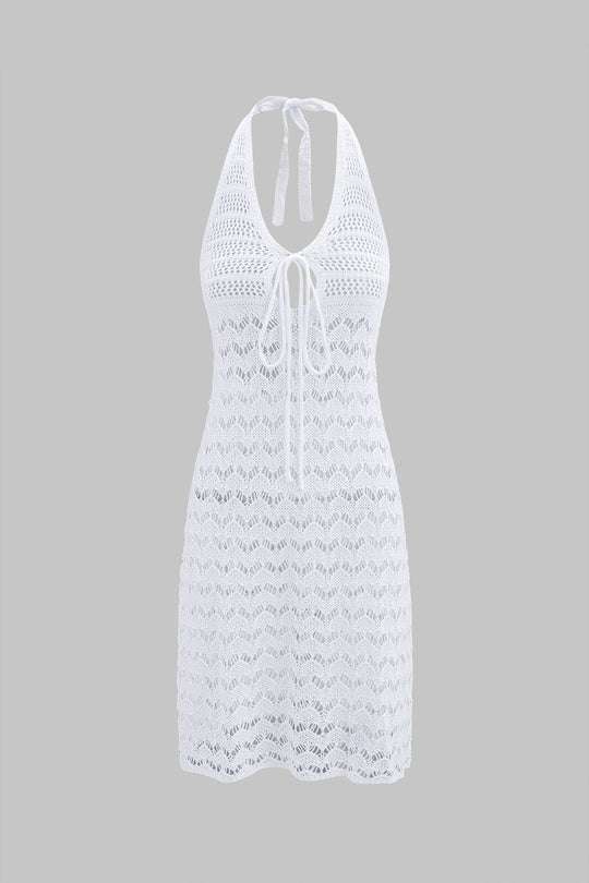 Tie-Up Slip Cut Out V-Neck Midi Dress