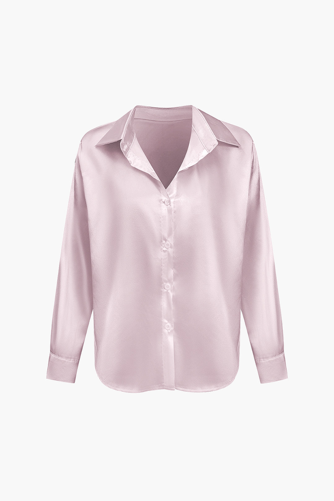 Lillian - Basis Effen Satijnen Dames Langsleeve Shirt