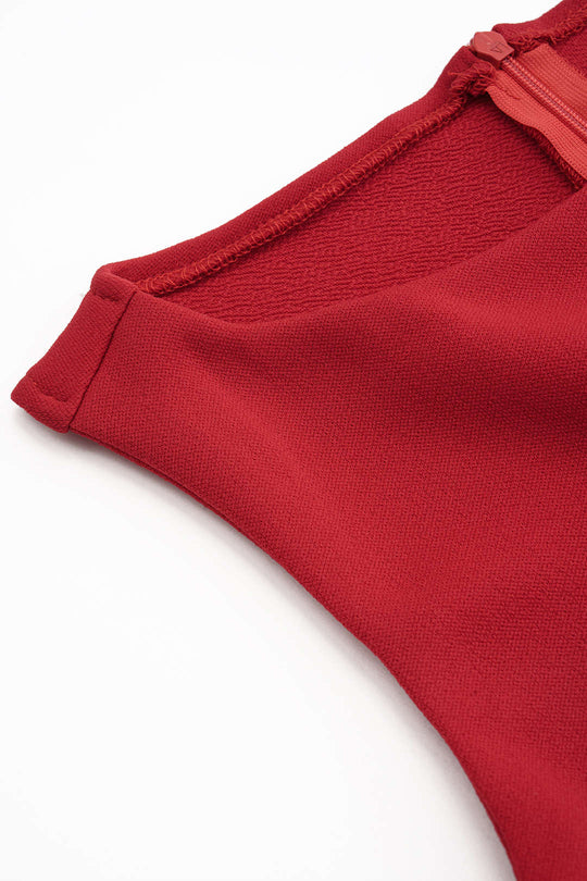 Cutout Zipper Sleeveless Midi Dress 