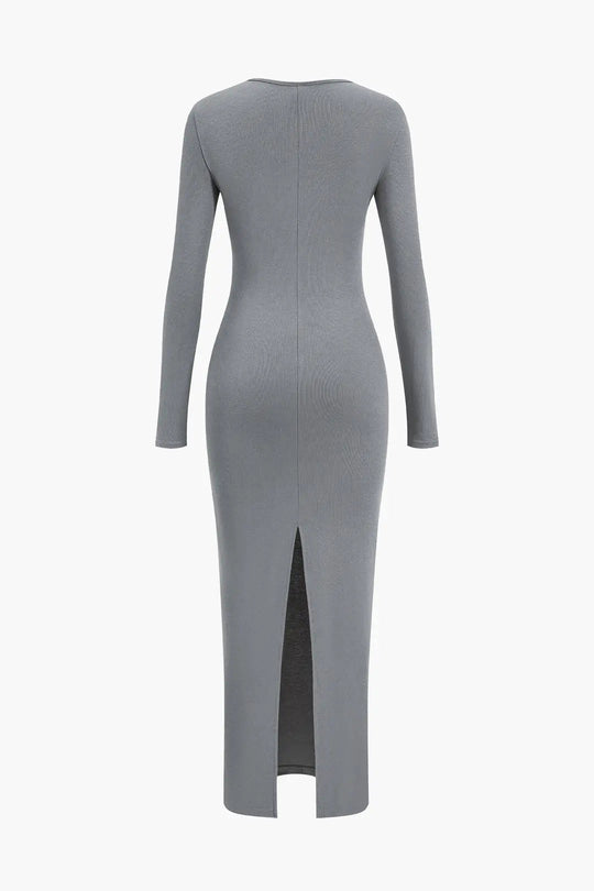 Brianna - Gedurfde Halslijn Split Vrouwen Formele Maxi Jurk