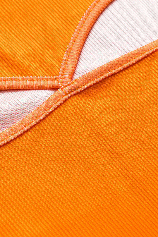 Ombre Print Ronde Hals Cut Out Korte Mouw Midi Jurk