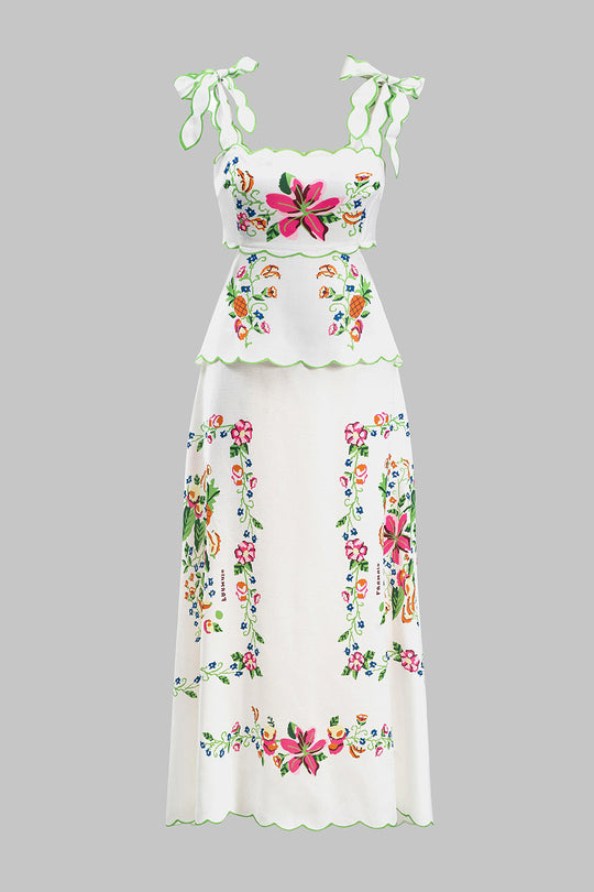 Bloemenprint Tie-Up Rugloze Maxi-jurk