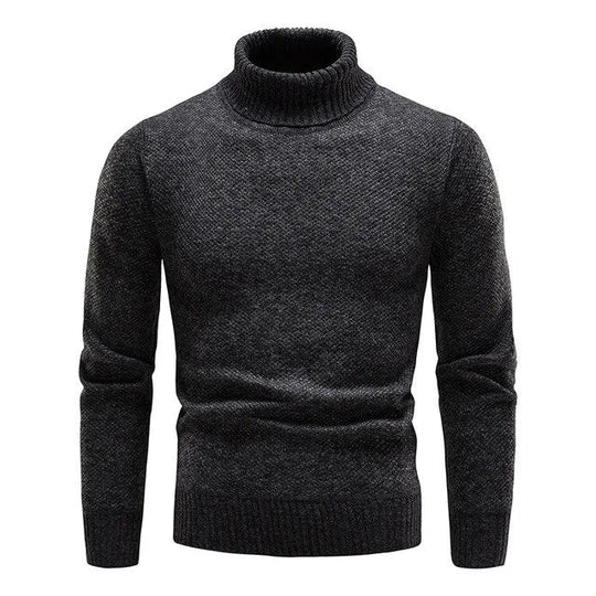 Heren Turtleneck Trui met Klassieke Geribbelde Kraag en Slim Fit