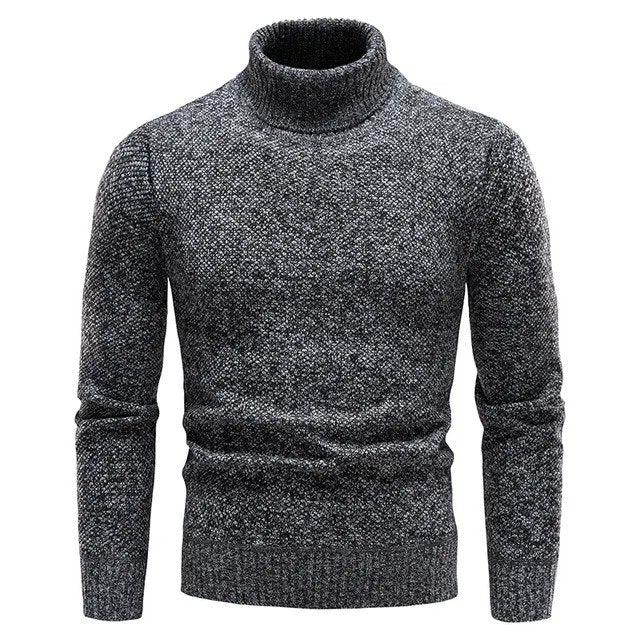 Heren Turtleneck Trui met Klassieke Geribbelde Kraag en Slim Fit