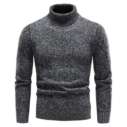 Heren Turtleneck Trui met Klassieke Geribbelde Kraag en Slim Fit