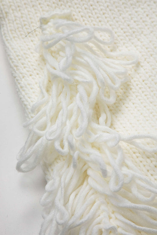 Gebreide Franje Geknoopte Halter Nek Rugloze Jurk