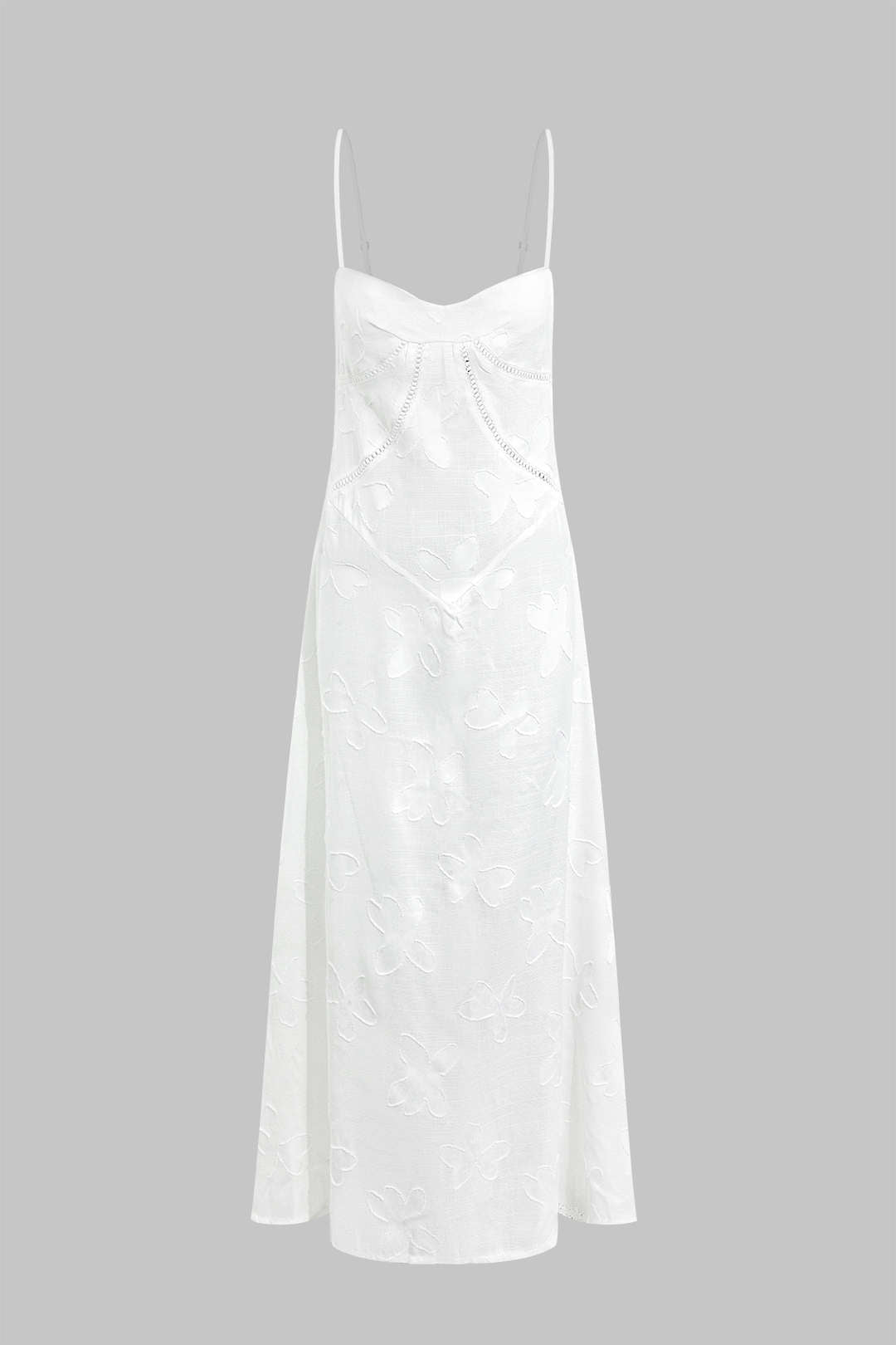 Bloemen Textuur Gevlochten Tie Back Slip Maxi Jurk