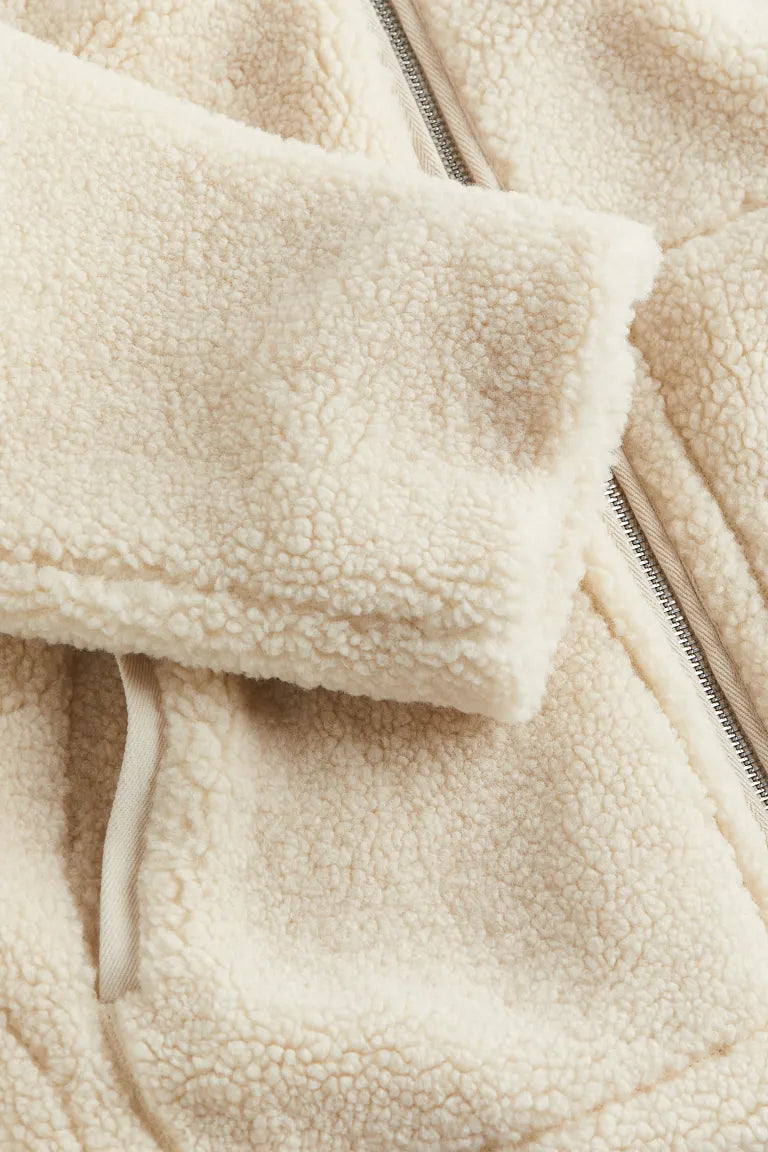 Women's Oversized Fleece Jacket with Zipper and High Collar | Comfortable Plush Winter Coat