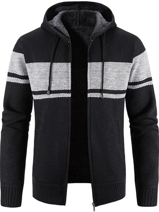Heren Zip-Up Hoodie Cardigan met Gevoerde Binnenkant en Koordkap