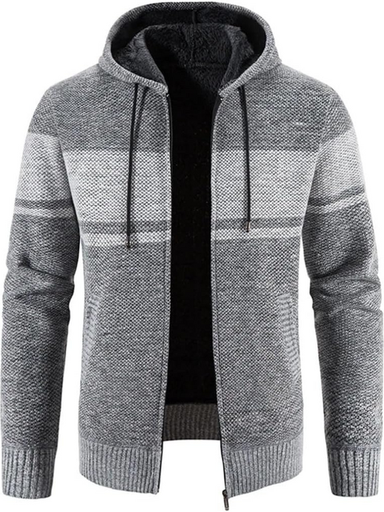 Heren Zip-Up Hoodie Cardigan met Gevoerde Binnenkant en Koordkap