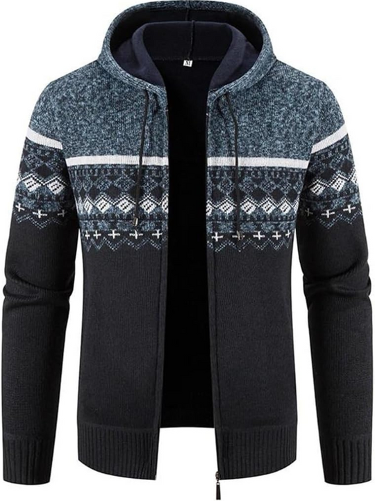 Heren Zip-Up Hoodie Cardigan met Gevoerde Binnenkant en Koordkap