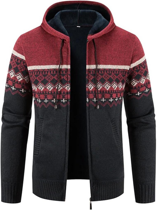 Heren Zip-Up Hoodie Cardigan met Gevoerde Binnenkant en Koordkap