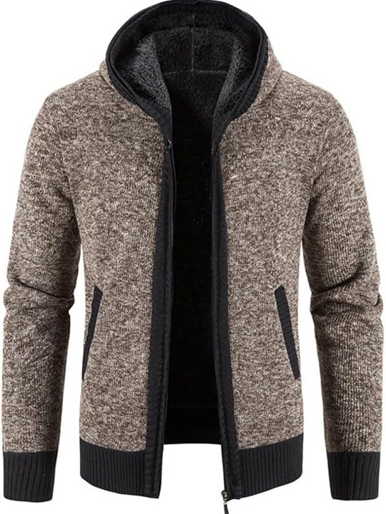 Heren Zip-Up Hoodie Cardigan met Gevoerde Binnenkant en Koordkap