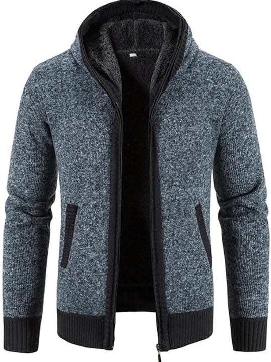 Heren Zip-Up Hoodie Cardigan met Gevoerde Binnenkant en Koordkap