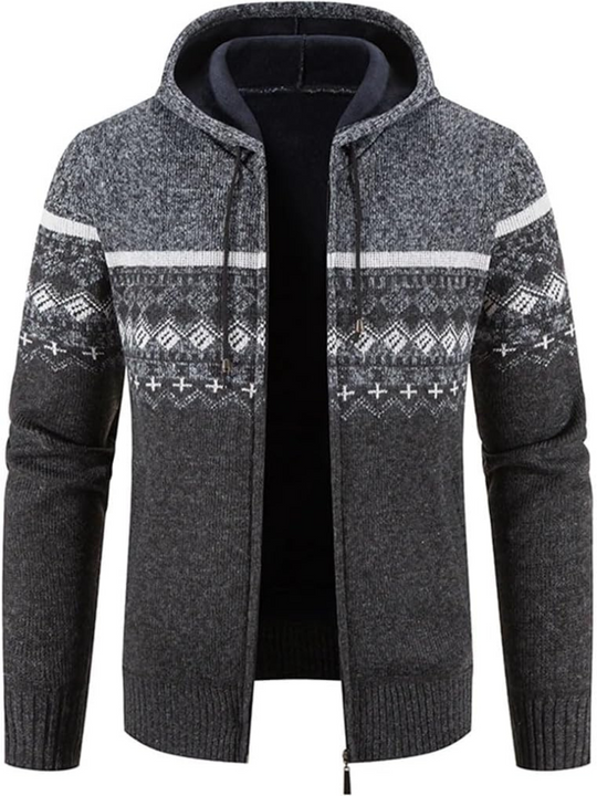 Heren Zip-Up Hoodie Cardigan met Gevoerde Binnenkant en Koordkap