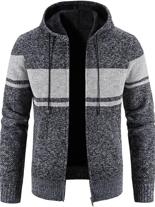 Heren Zip-Up Hoodie Cardigan met Gevoerde Binnenkant en Koordkap