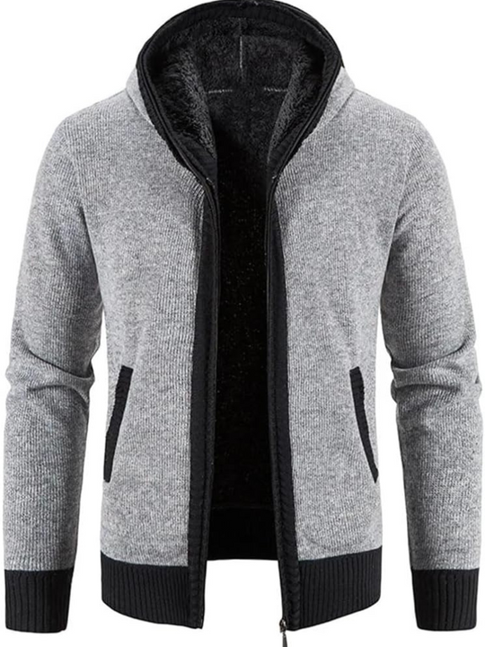 Heren Zip-Up Hoodie Cardigan met Gevoerde Binnenkant en Koordkap