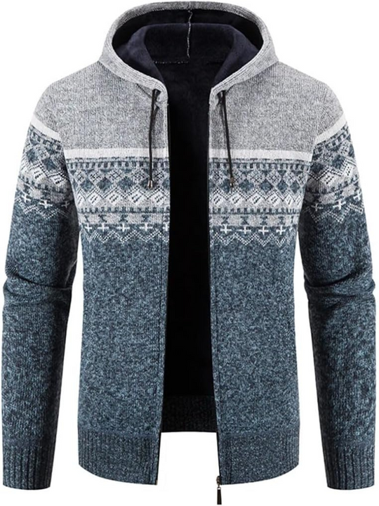 Heren Zip-Up Hoodie Cardigan met Gevoerde Binnenkant en Koordkap